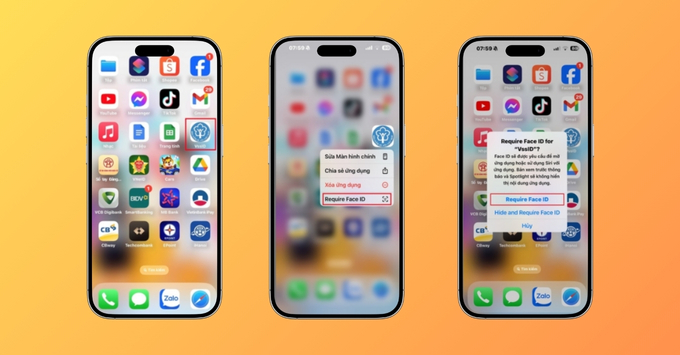 Cách đặt mật khẩu ứng dụng trên iPhone Khóa trực tiếp bằng Face ID / Touch ID