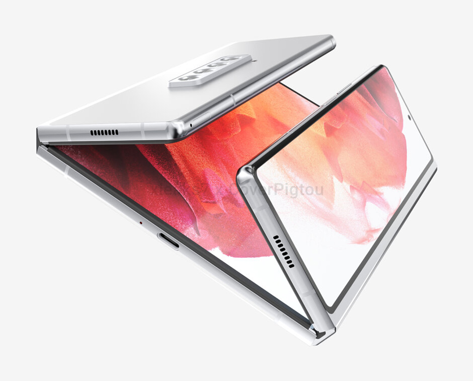 Hình ảnh Render Galaxy Z Fold 3 tiếp tục xuất hiện với màn hình gập 3 độc đáo