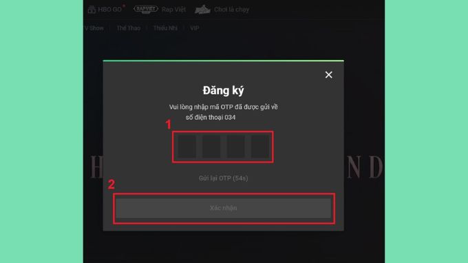 nhập otp đăng ký máy tính