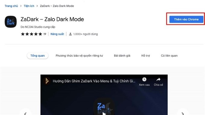 Cách 1: Sử dụng tiện ích ZaDark