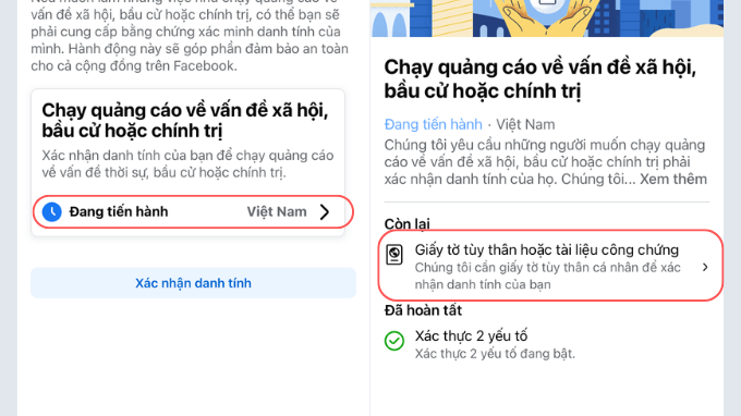 Bước 3 Xác thực tài khoản Facebook bằng Căn Cước Công Dân (CCCD)
