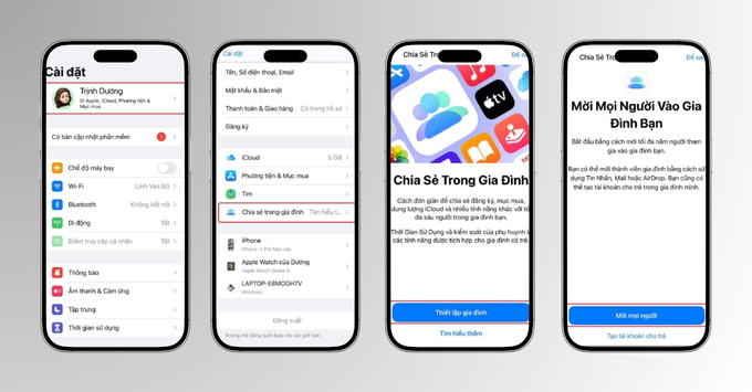 Cách tải ứng dụng trên iPhone không cần ID Apple Cách 3: Tải lại ứng dụng đã mua bằng tính năng Chia sẻ gia đình (Family Sharing)