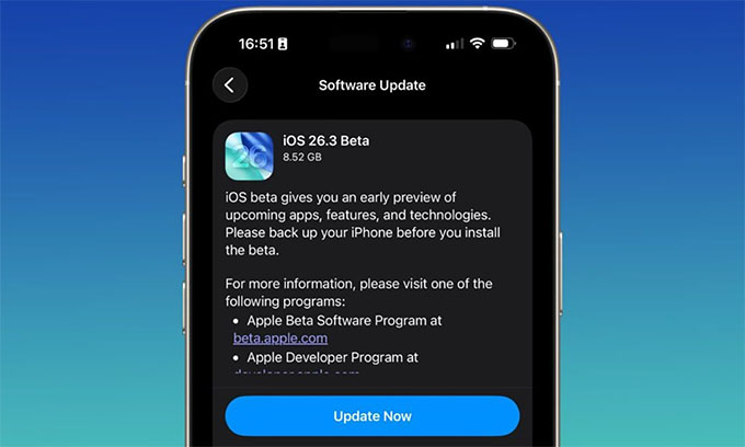Cách cài đặt iOS 26.3 beta để dùng thử tính năng mới
