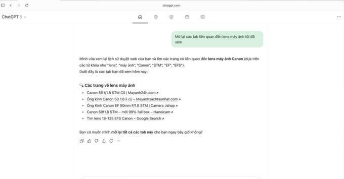 Tìm kiếm thông minh ngay trên thanh địa chỉ là Tính năng nổi bật trên ChatGPT Atlas bạn cần biết 
