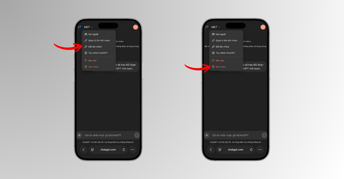 Quản lý nhóm chat: Đổi tên và Xóa nhóm